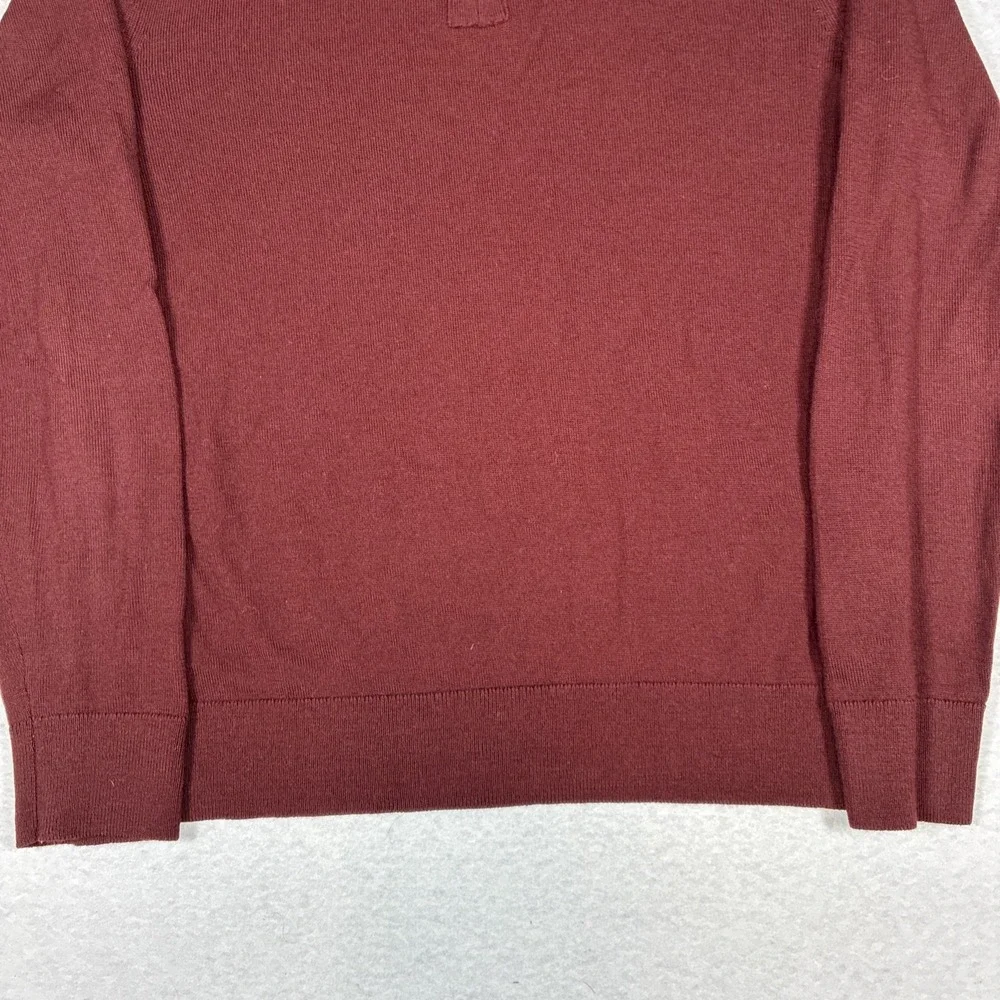 BANANA REPUBLIC Mens Italian Merino Wool 1/4 Zip Sweater Yarn Baruffa Red Medium